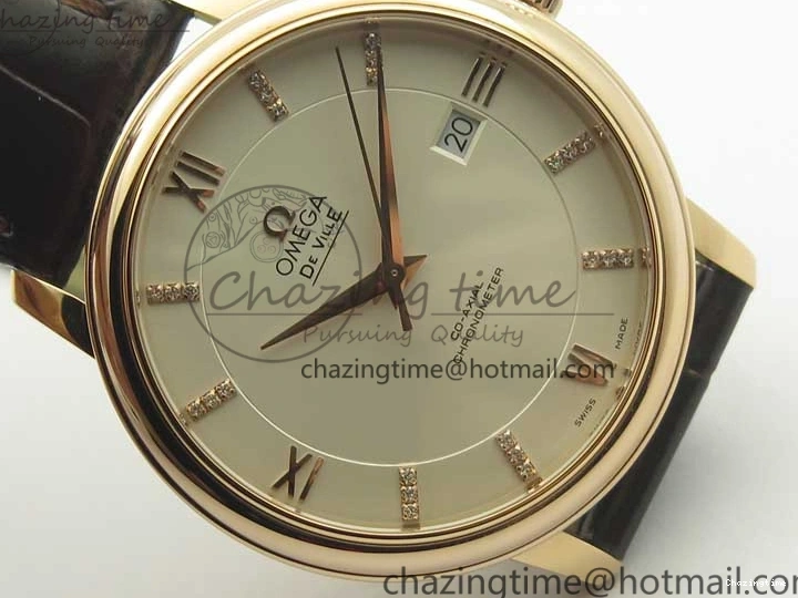 0124 Durable De Ville RG MKF 1:1 Best Edition Silver Dial Diamonds Markers on Brown Leather Strap MIYOTA 9015 V 8047